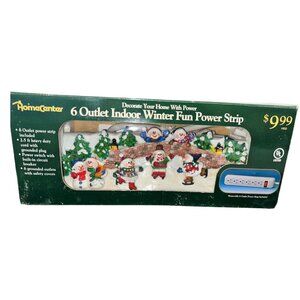 Home Center 6 Outlet Indoor Winter Fun Holiday Decorated Christmas Power Strip